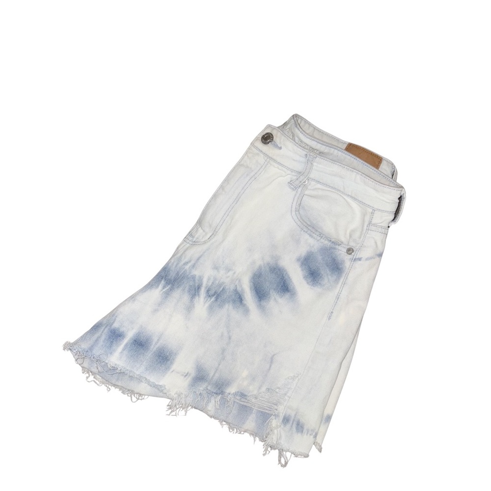 American Eagle Outfitters Tie-Dye High-Rise Denim Shorts - Blue White - Picture 4 of 8